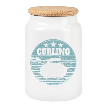 Curling Stone Winter Sports Vintage Retro Style - Cookie Jar with Wooden Lid - white - Front