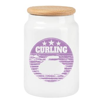 Curling Stone Winter Sports Vintage Retro Style - Cookie Jar with Wooden Lid - white - Front