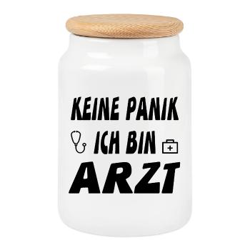 Doctor - Cookie Jar with Wooden Lid - white - Front
