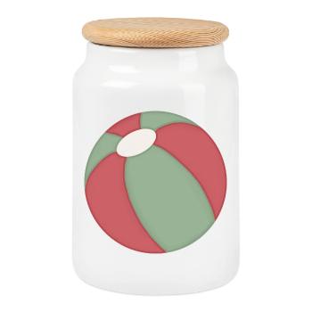 Balle de plage à motif de blocs coloré - Boîte à biscuits avec couvercle en bois - blanc - Devant