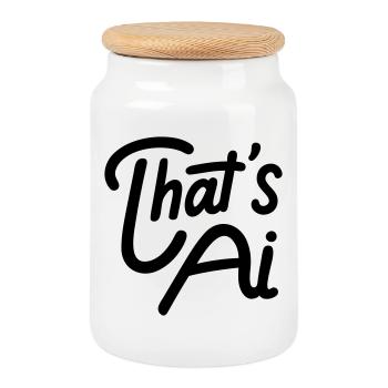 That's AI Handwritten Typography - Cookie Jar with Wooden Lid - white - Front