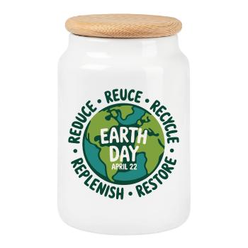 Earth Day Circle: Wiederverwendung und Recycling - Keksdose mit Holzdeckel - Weiß - Vorne