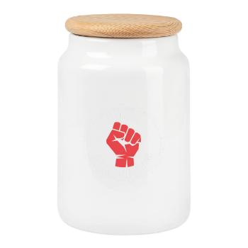 Hate is no Opinion - Antifa Merch - Cookie Jar with Wooden Lid - white - Front