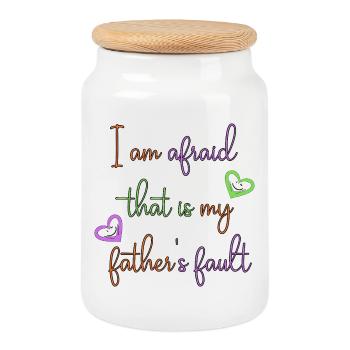 Fear of Father's Guilt – Colorful Hand Lettering - Cookie Jar with Wooden Lid - white - Front