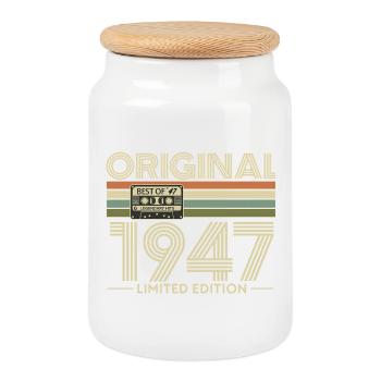 Original 1947 Limited Edition Retro - Cookie Jar with Wooden Lid - white - Front
