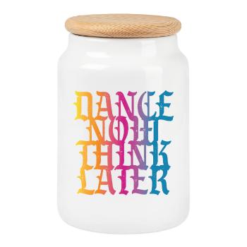 Dance now think later - Keksdose mit Holzdeckel - Weiß - Vorne