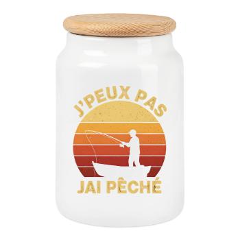 I can't I have Sunset Fishing - Cookie Jar with Wooden Lid - white - Front