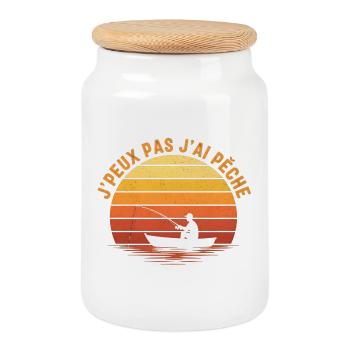 I can't I fished - Cookie Jar with Wooden Lid - white - Front