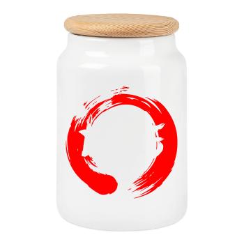 Logo du nunchaku NC5 - Boîte à biscuits avec couvercle en bois - blanc - Devant