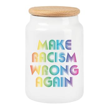 make racism wrong again - Cookie Jar with Wooden Lid - white - Front