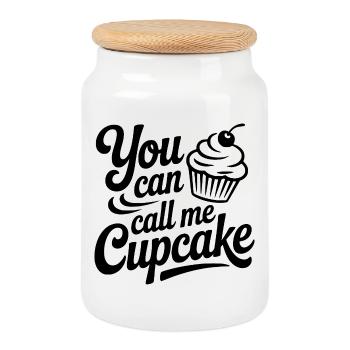 Du kannst mich Cupcake nennen - Keksdose mit Holzdeckel - Weiß - Vorne