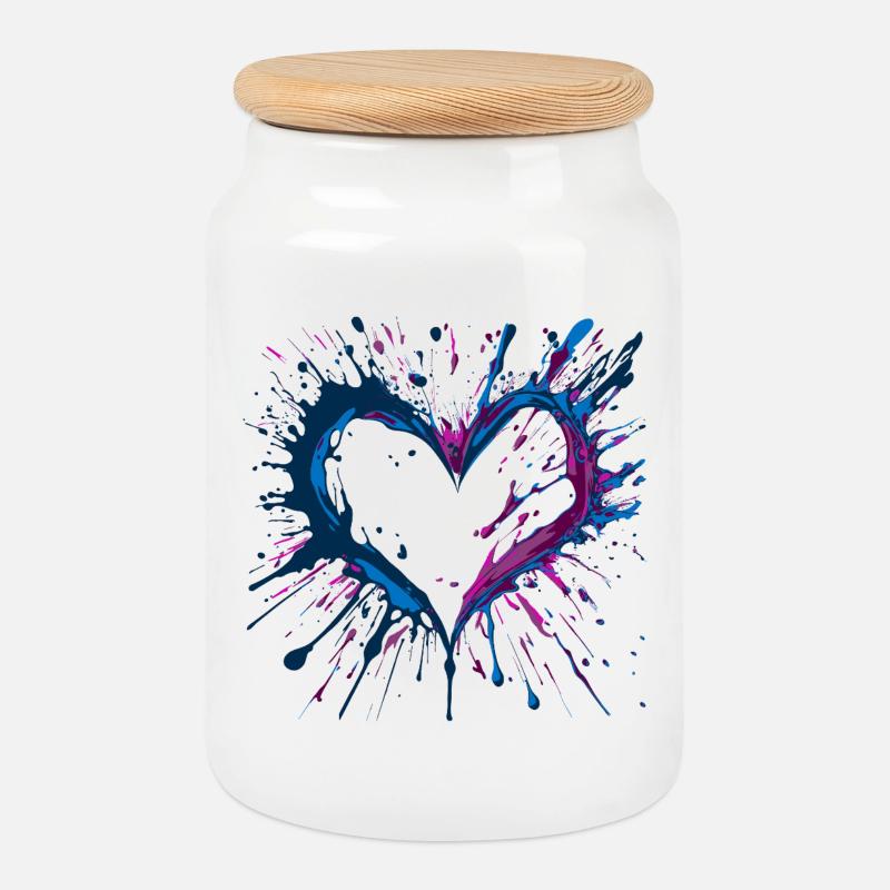 Von Key West inspirierte Heart dark - Keksdose mit Holzdeckel - Weiß