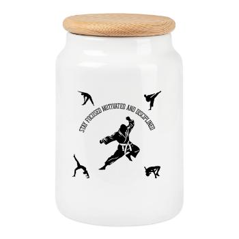 Fitness Combat - Cookie Jar with Wooden Lid - white - Front
