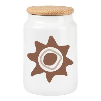Abstract Sun - Cookie Jar with Wooden Lid - white - Front