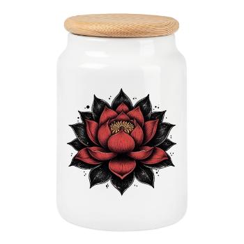Blütenblätter der Lotusblüte - Keksdose mit Holzdeckel - Weiß - Vorne