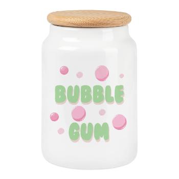 Typographie rétro pastel bubble gum - Boîte à biscuits avec couvercle en bois - blanc - Devant