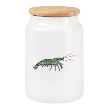 Garnele Illustration – Design für Aquariumfans  - Keksdose mit Holzdeckel - Weiß - Vorne
