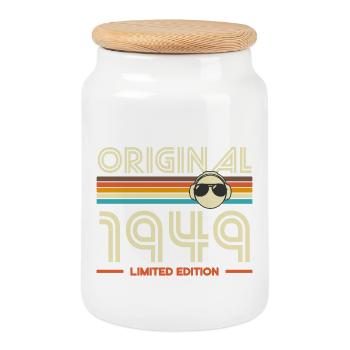 Original 1949 Limited Edition Retro - Cookie Jar with Wooden Lid - white - Front