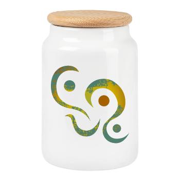 Yoga design_15 - Cookie Jar with Wooden Lid - white - Front