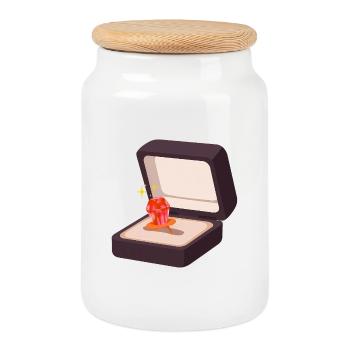 Demande en mariage avec bague en bonbon Fiançailles mariage - Boîte à biscuits avec couvercle en bois - blanc - Devant