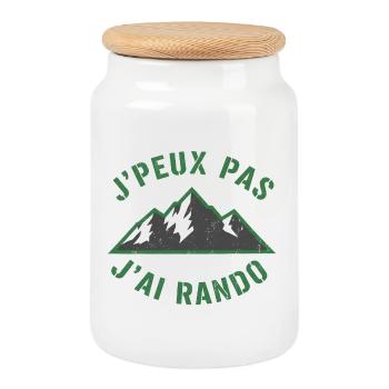 Montagnes vertes et slogan Randonnée - Boîte à biscuits avec couvercle en bois - blanc - Devant