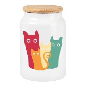 Cats Retro Cat - Boîte à biscuits avec couvercle en bois - blanc - Devant