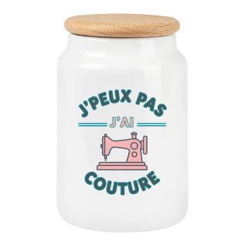 I can't I have sewing - Cookie Jar with Wooden Lid - white - Front