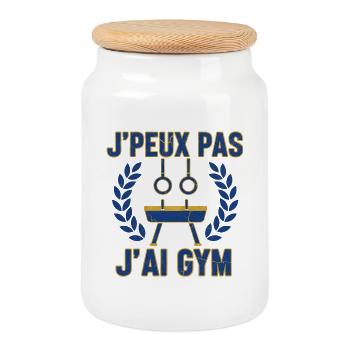 I can't I have Gym - Cookie Jar with Wooden Lid - white - Front