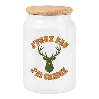 I can't I hunted vintage deer - Cookie Jar with Wooden Lid - white - Front