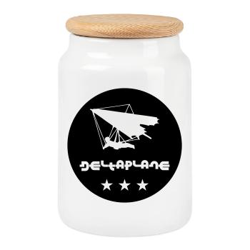 Badge Deltaplane Aventure Vol Libre - Boîte à biscuits avec couvercle en bois - blanc - Devant