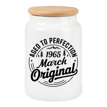 March 1965 – Legend of the Peaks and Mountains - Cookie Jar with Wooden Lid - white - Front