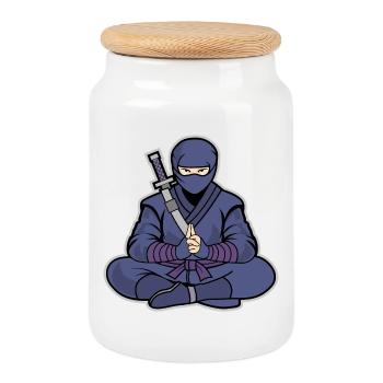 Ninja Zen – Kampfsport & Kampfsportarten - Keksdose mit Holzdeckel - Weiß - Vorne