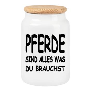 Pferde - Keksdose mit Holzdeckel - Weiß - Vorne