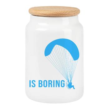 Skydive Paragliding - Cookie Jar with Wooden Lid - white - Front