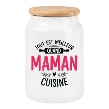 Gift for Mom Original Gift - Cookie Jar with Wooden Lid - white - Front