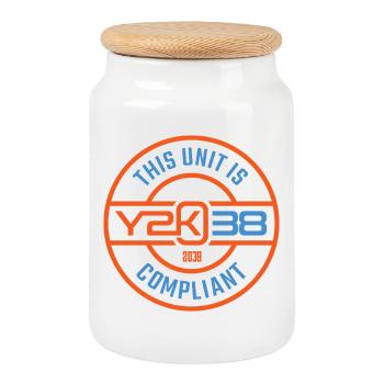 This Unit Y2K38 Compliant - Keksdose mit Holzdeckel - Weiß - Vorne