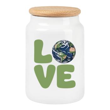 Typographie écologique de l’amour de la terre - Boîte à biscuits avec couvercle en bois - blanc - Devant