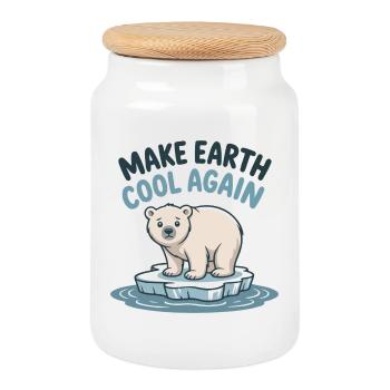 Polar Bear : Rendre la Terre à nouveau cool - Boîte à biscuits avec couvercle en bois - blanc - Devant