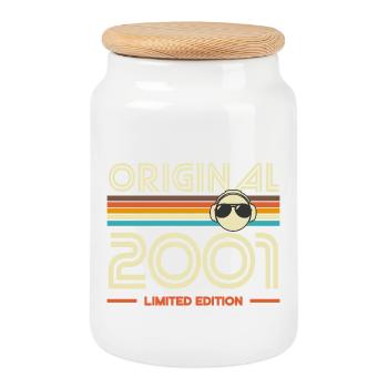 Original 2001 Edition Retro - Cookie Jar with Wooden Lid - white - Front