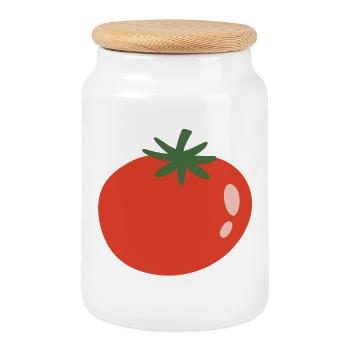 Vivid Tomato Minimalist Pop - Keksdose mit Holzdeckel - Weiß - Vorne