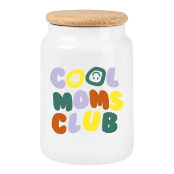 Cool Moms Club - Cookie Jar with Wooden Lid - white - Front