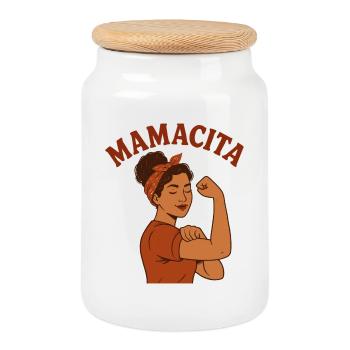 Proud Mamacita – The Gift for Cool Mothers - Cookie Jar with Wooden Lid - white - Front