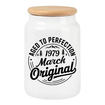 March 1979 – Legend of the Peaks and Mountains - Cookie Jar with Wooden Lid - white - Front