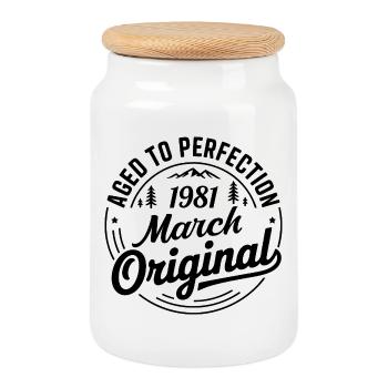 mars 1981 – Légende des sommets et montagnes - Boîte à biscuits avec couvercle en bois - blanc - Devant