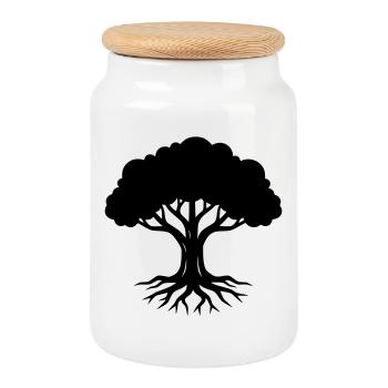 Racines d’arbres Silhouette Nature - Boîte à biscuits avec couvercle en bois - blanc - Devant