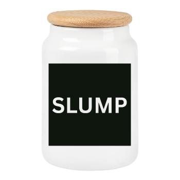 Slump Bold Text on Black - Cookie Jar with Wooden Lid - white - Front