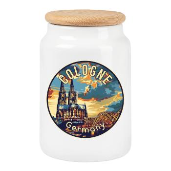 Découvrez les charmes culturels de Cologne en Allemagne - Boîte à biscuits avec couvercle en bois - blanc - Devant