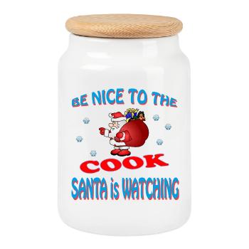 SANTA COOK - Keksdose mit Holzdeckel - Weiß - Vorne
