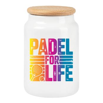 Padel for life - Keksdose mit Holzdeckel - Weiß - Vorne