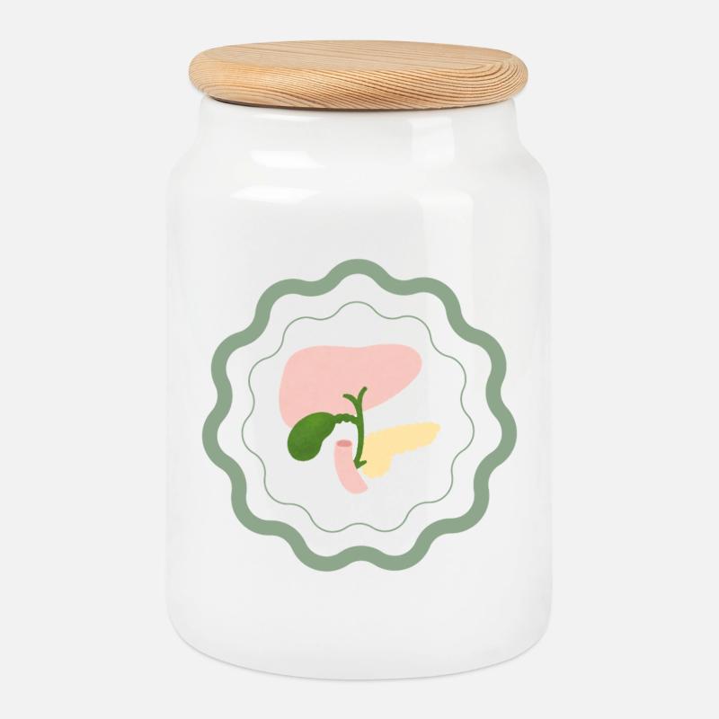 Anatomy Model - Cookie Jar with Wooden Lid - white